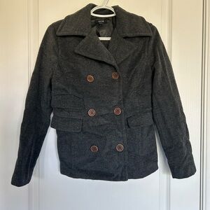 Jacob Women's Charcoal Peacoat with Brown Buttons
